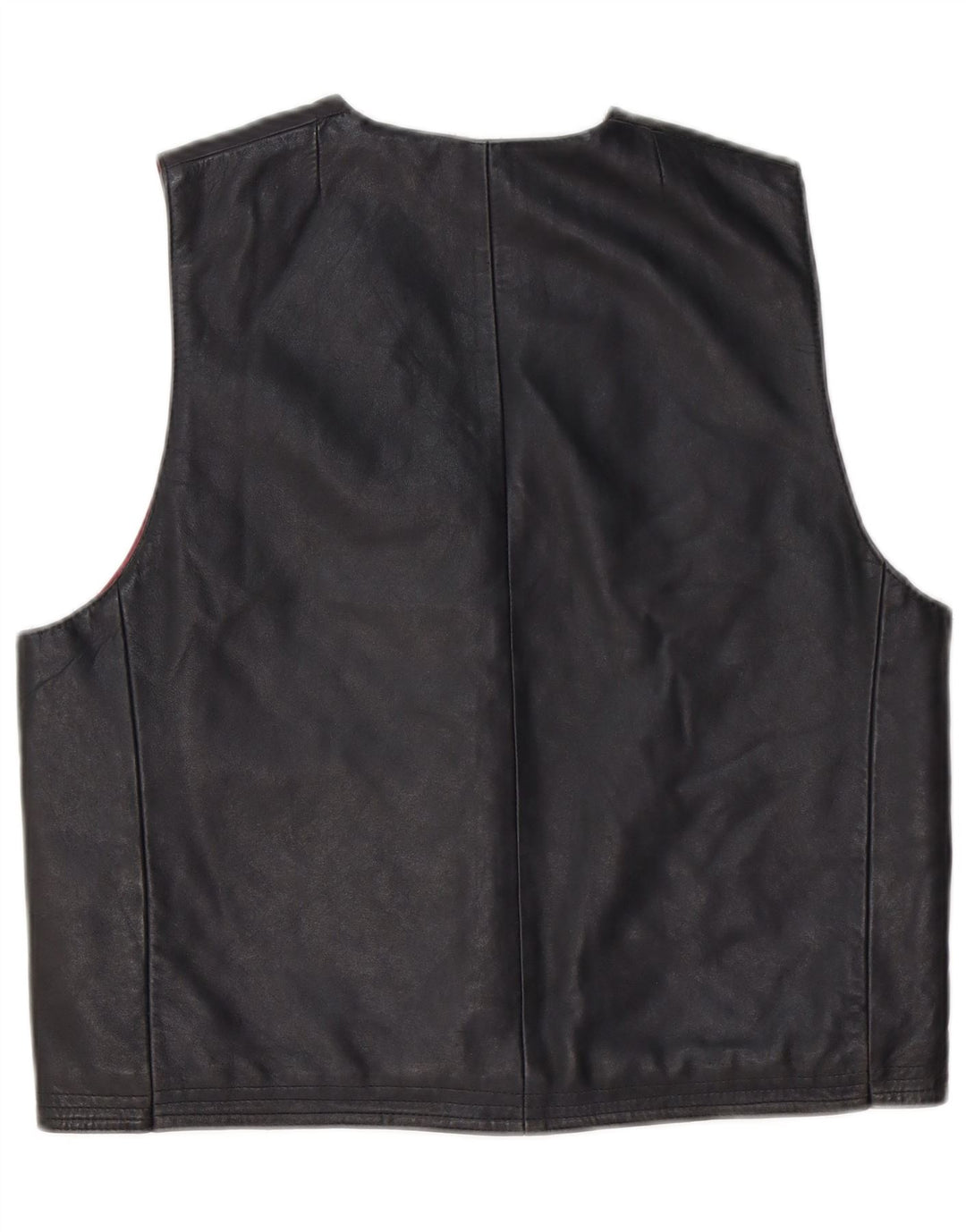 Vintage Mens Leather Waistcoat Medium Black