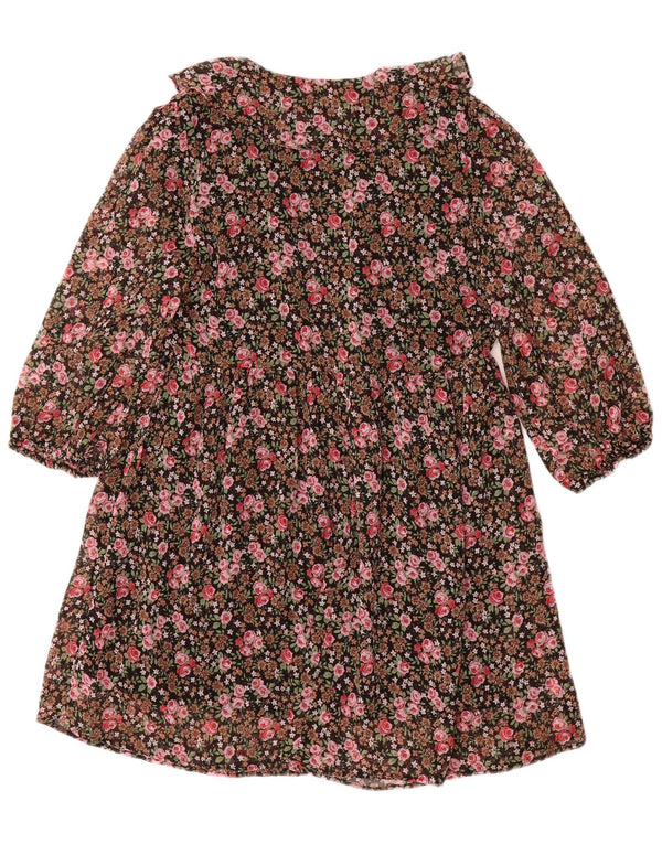 Zara Womens 3/4 Sleeve A-Line Dress UK 10 Small Multicoloured Floral