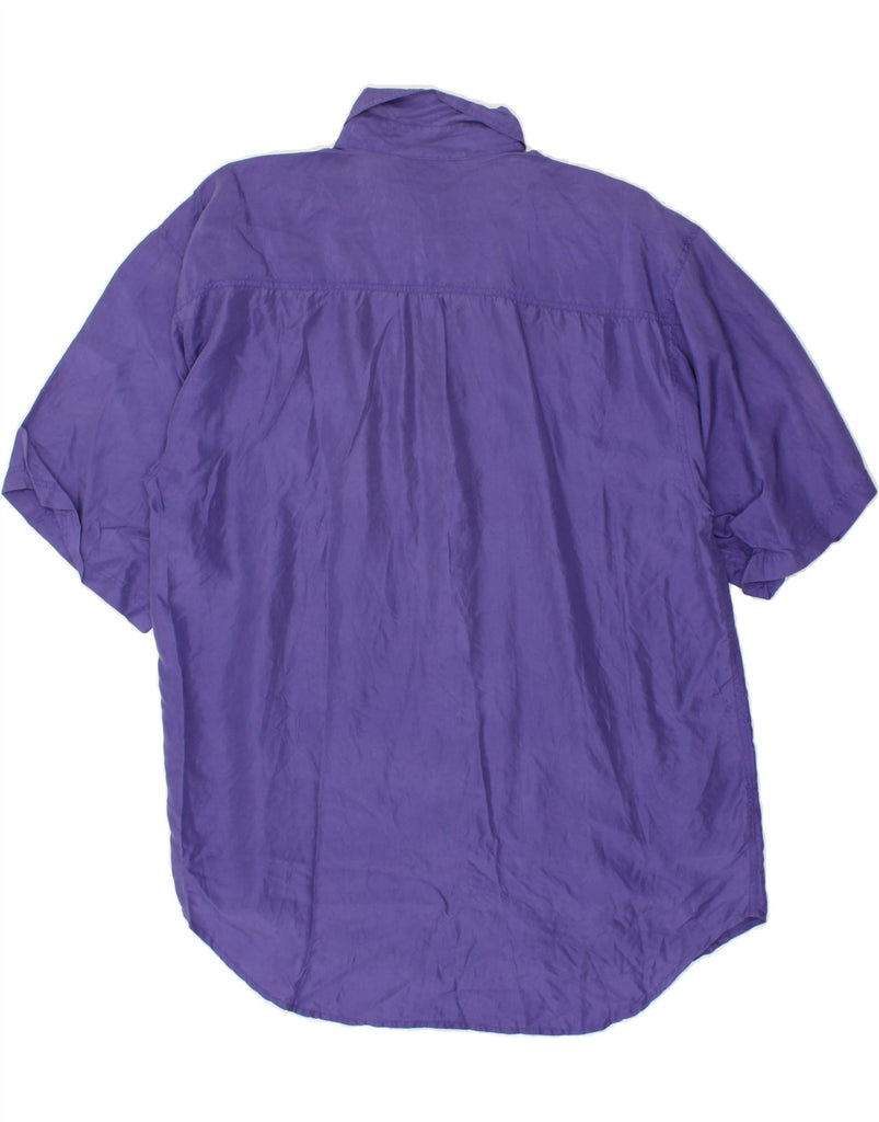 VINTAGE Mens Short Sleeve Shirt Medium Purple Silk | Vintage Vintage | Thrift | Second-Hand Vintage | Used Clothing | Messina Hembry 