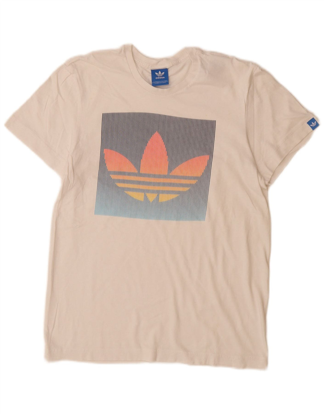 ADIDAS Mens Graphic T-Shirt Top Small White Cotton