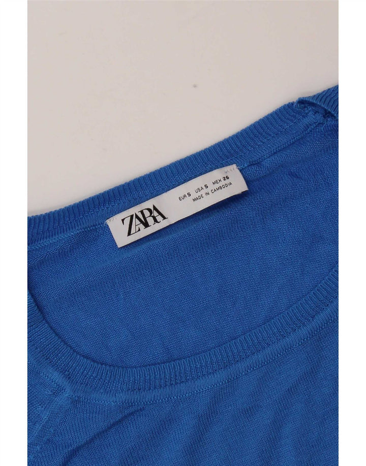 Zara Womens Oversized Boat Neck Jumper Sweater UK 10 Small Blue