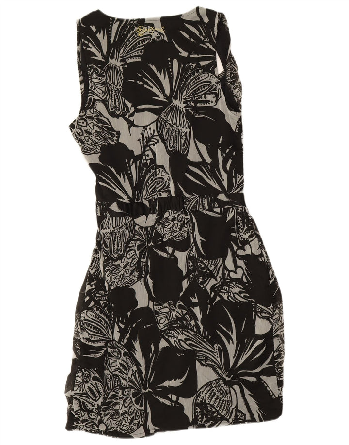 DESIGUAL Womens Sleeveless Wrap Dress EU 38 Medium Black Floral Polyester