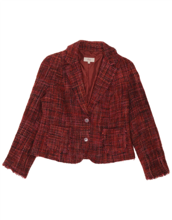 Marks & Spencer Womens 2 Button Blazer Jacket UK 14 Medium Burgundy Flecked