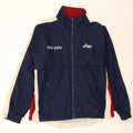 ASICS Mens Tracksuit Top Jacket 2XL Navy Blue Colourblock Polyester Vintage Asics and Second-Hand Asics from Messina Hembry 
