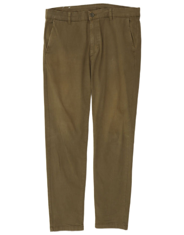 Zara Mens Slim Chino Trousers EU 42 Large W32 L30 Khaki Cotton