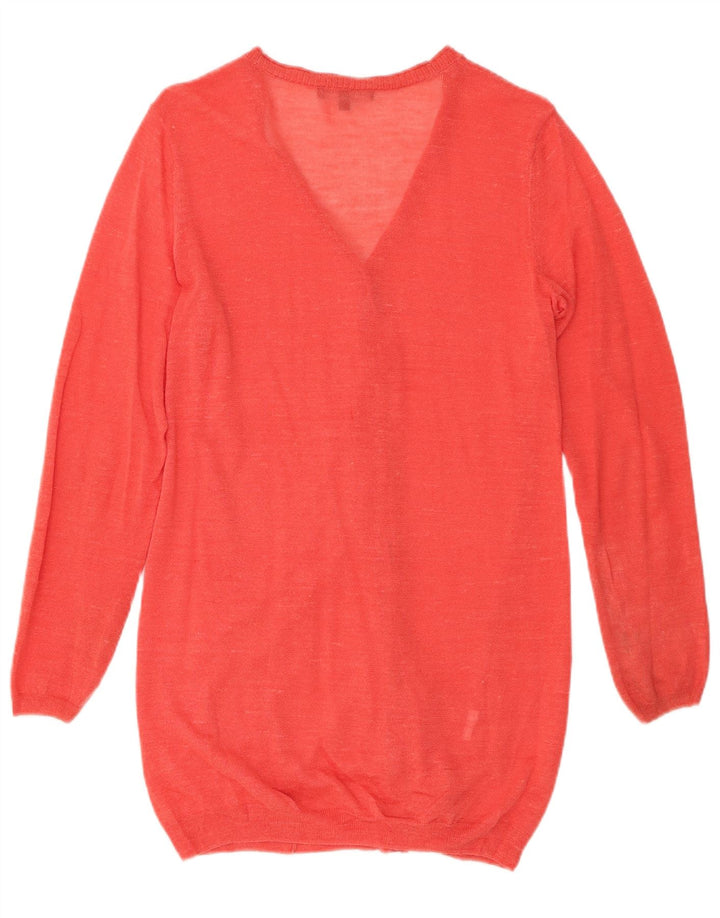 LAURA ASHLEY Womens Longline Cardigan Sweater UK 12 Medium Red
