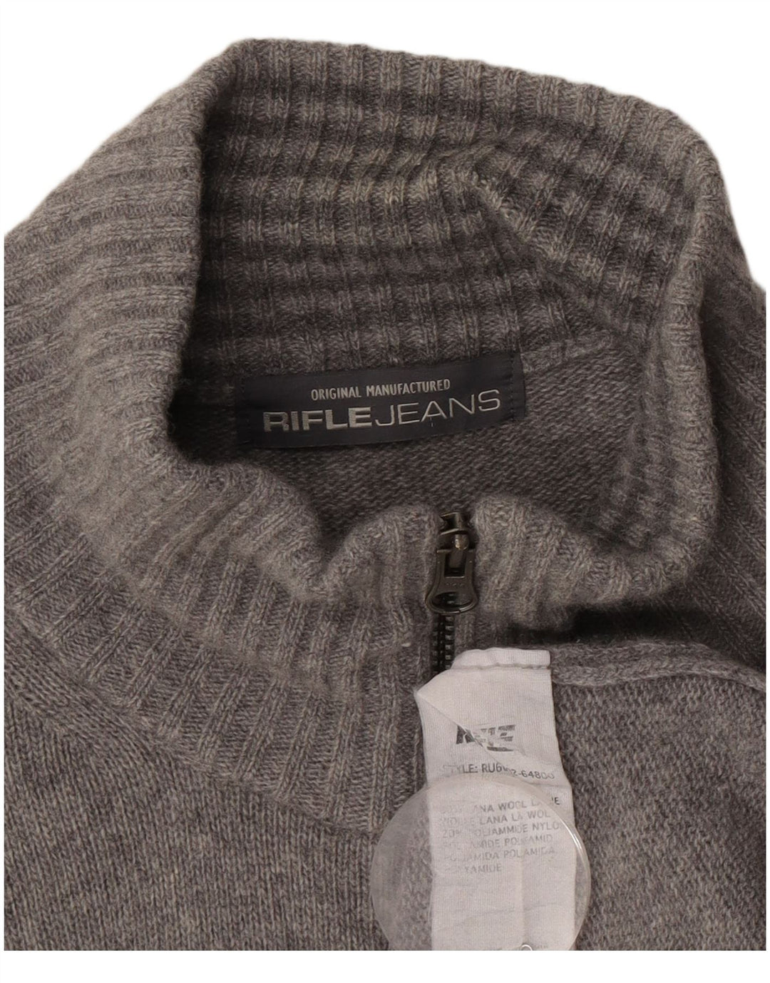 Rifle Mens Cardigan Sweater 2XL Grey Wool