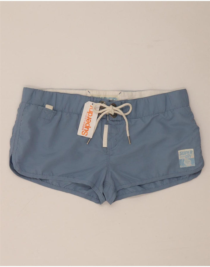 Superdry Womens Graphic Swimming Shorts UK 16 Large  Blue Polyester