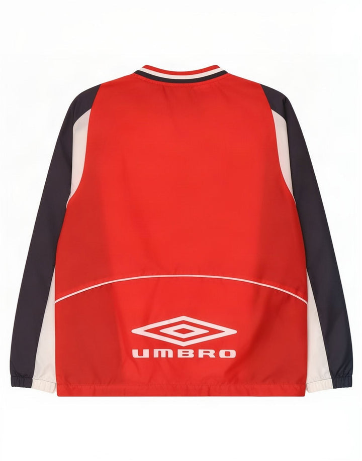 Umbro Mens Pullover Tracksuit Top Jacket Small Red Colourblock Polyester