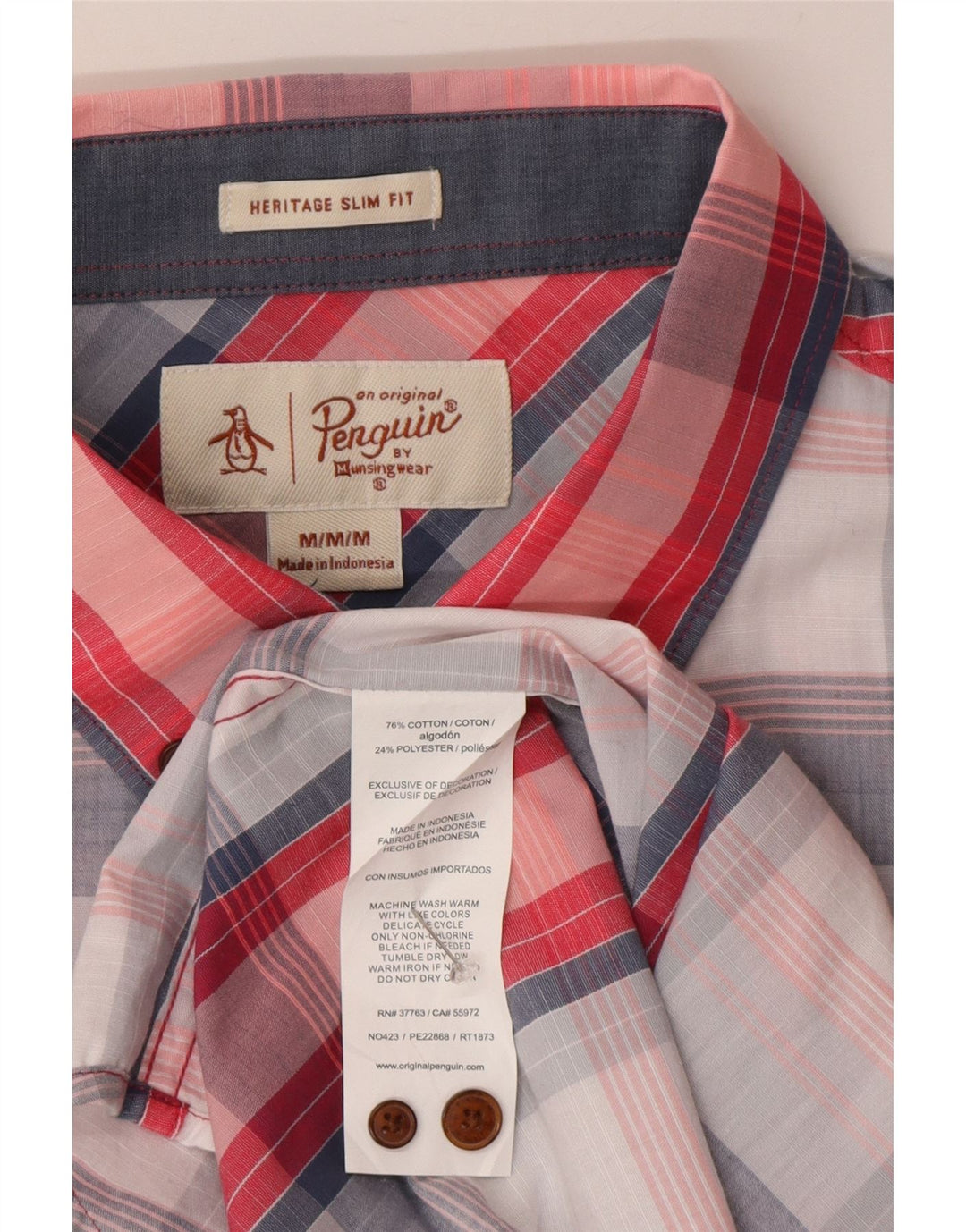 Penguin Mens Heritage Short Sleeve Shirt Medium Multicoloured Plaid