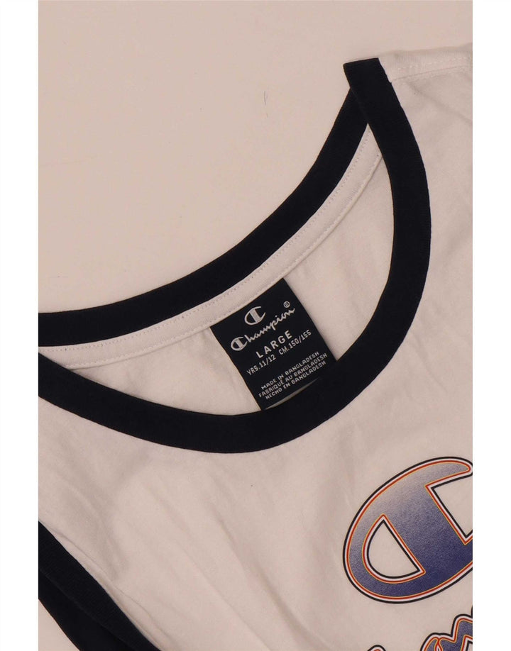 Champion Boys Graphic Vest Top 11-12 Years Large White Colourblock