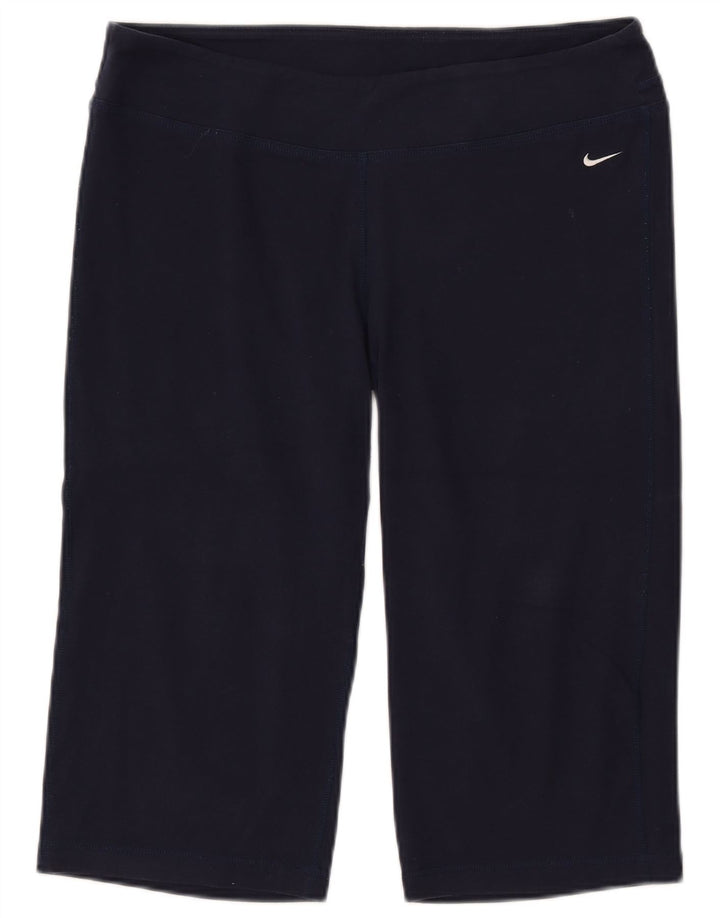 NIKE Womens Dri Fit Graphic Bermuda Sport Shorts UK 16 Large  Navy Blue
