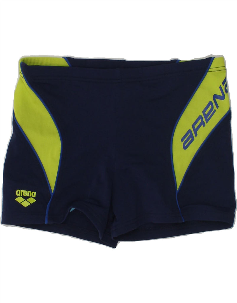 ARENA Boys Swimming Shorts 10-11 Years Navy Blue Colourblock Polyester | Vintage Arena | Thrift | Second-Hand Arena | Used Clothing | Messina Hembry 