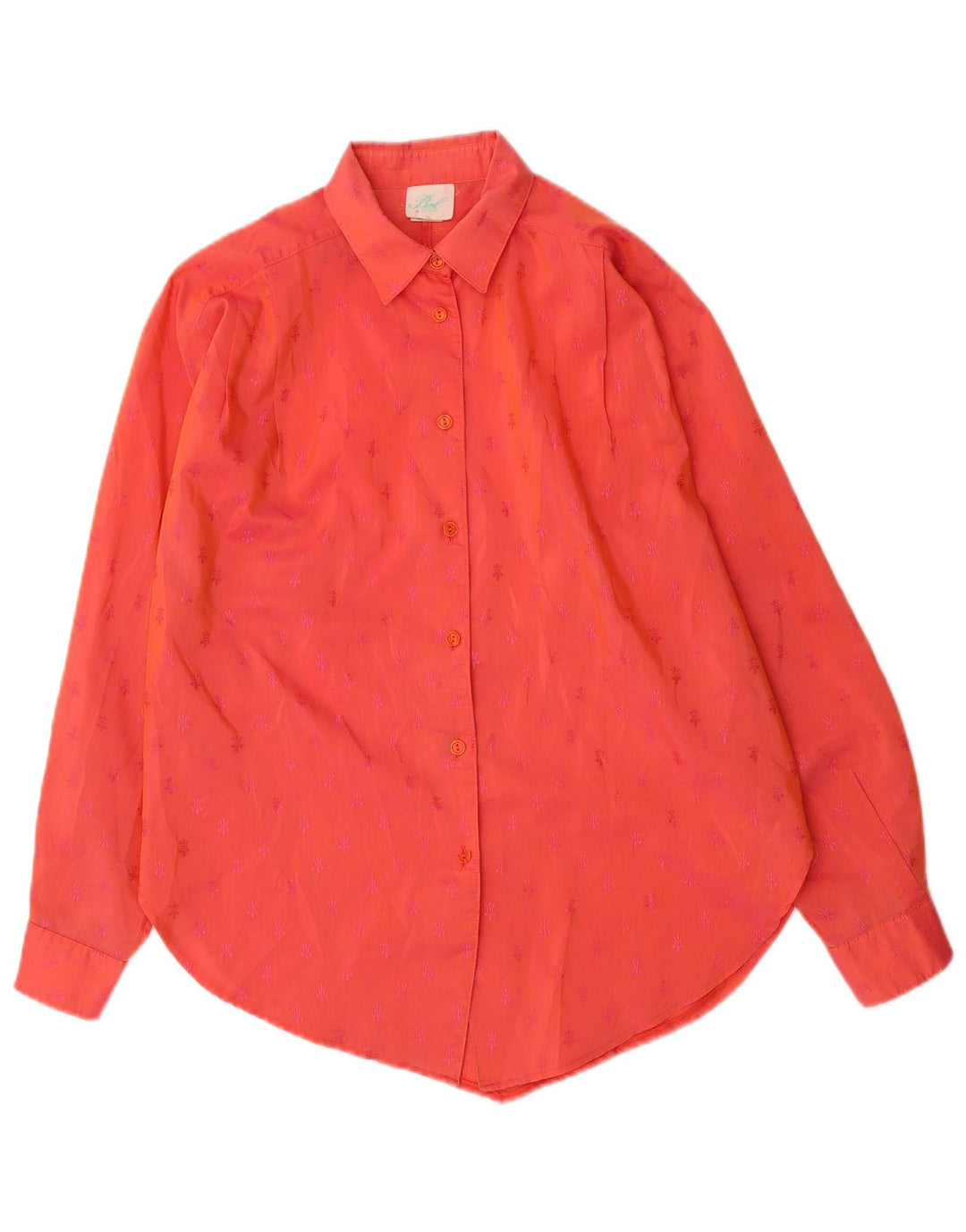 Vintage Womens Long Sleeve Shirt EU 38 Medium Red Flecked Cotton