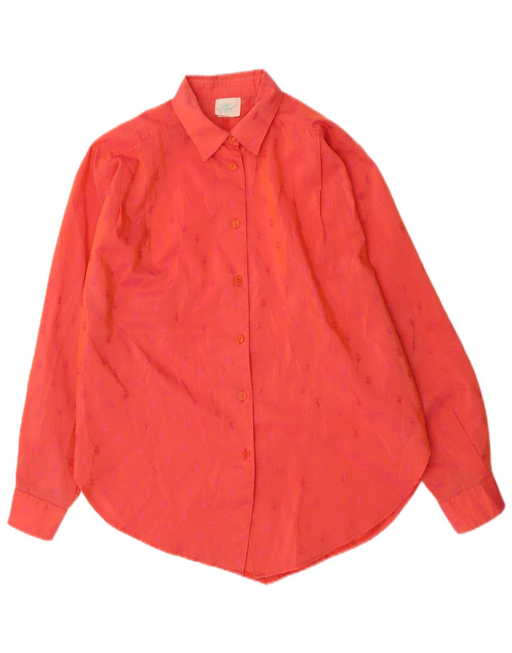 Vintage Womens Long Sleeve Shirt EU 38 Medium Red Flecked Cotton