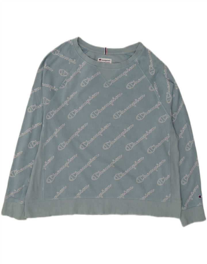 CHAMPION Womens Graphic Oversized Sweatshirt Jumper UK 20 2XL Blue Vintage Champion and Second-Hand Champion from Messina Hembry 