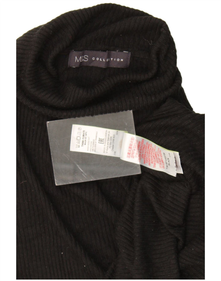 Marks & Spencer Womens Roll Neck Jumper Sweater UK 16 Large Black Viscose