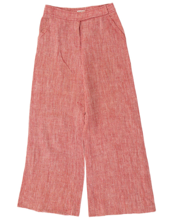 Max & Co. Womens Wide Leg Casual Trousers UK 8 Small W26 L30 Red Linen