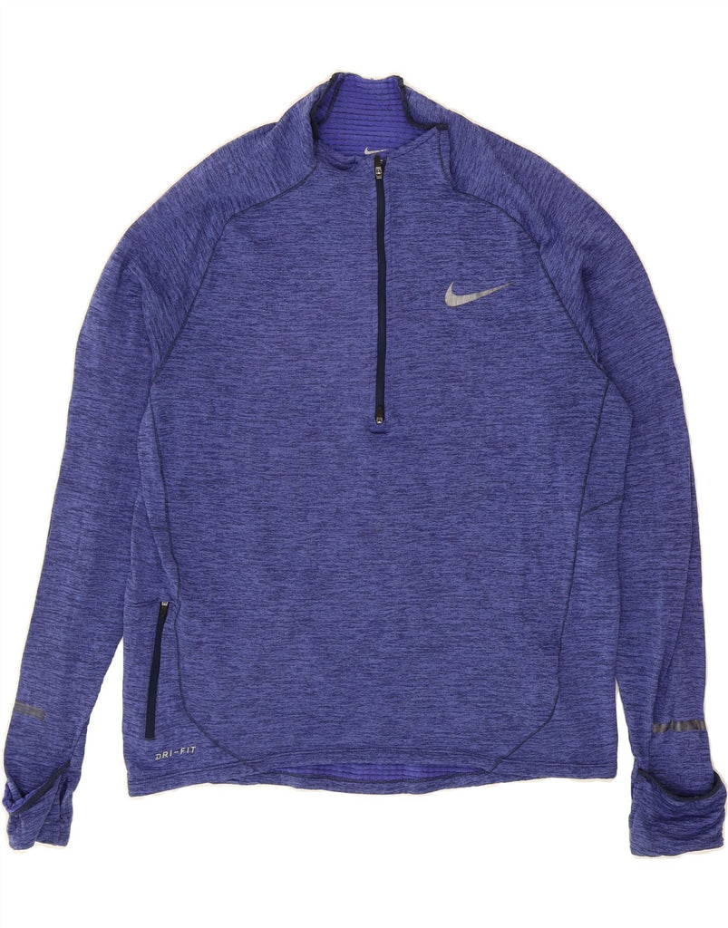 NIKE Womens Dri Fit Zip Neck Pullover Tracksuit Top UK 18 XL Blue Flecked Vintage Nike and Second-Hand Nike from Messina Hembry 