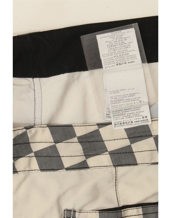 Quiksilver Mens Swimming Shorts Large  Off White Striped Polyester