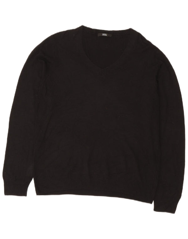 Marks & Spencer Womens V-Neck Jumper Sweater UK 20 2XL Black Viscose