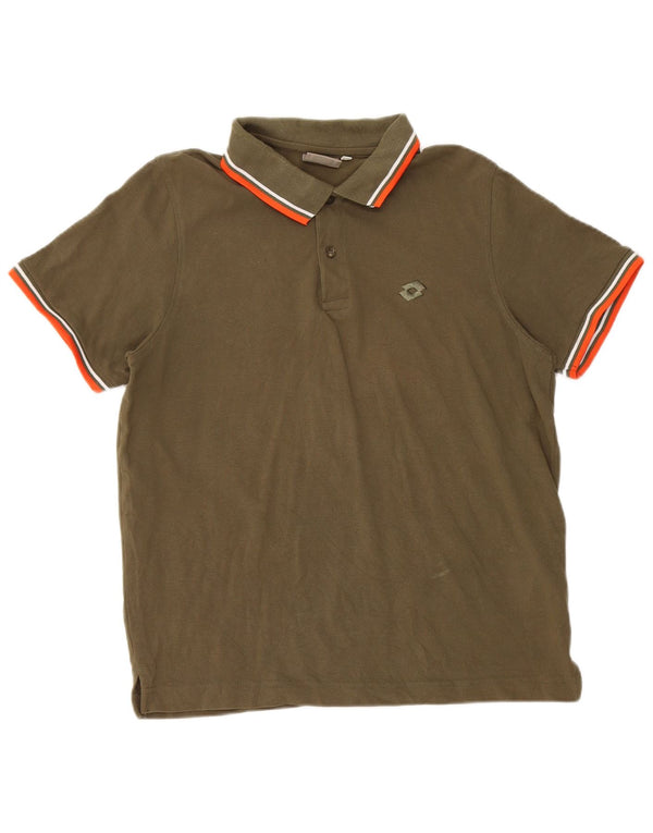 Lotto Mens Polo Shirt Small Khaki Cotton