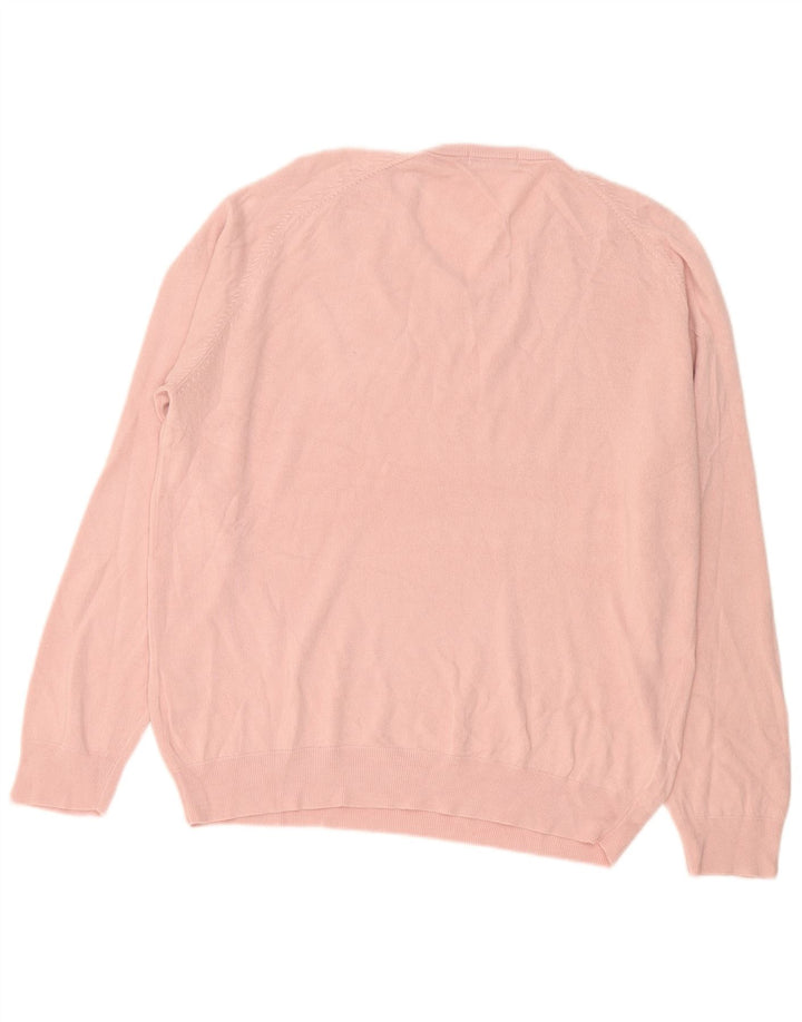 Marks & Spencer Mens V-Neck Jumper Sweater XL Pink Acrylic
