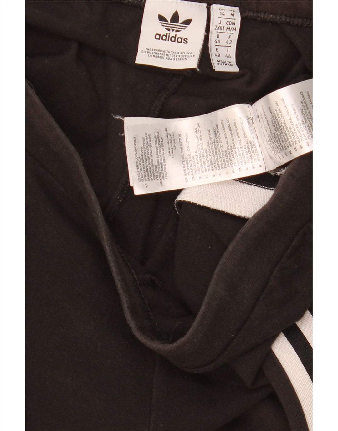 Adidas Womens Leggings UK 14 Medium Black Cotton
