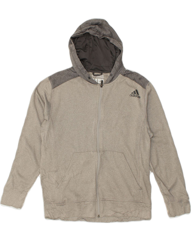 ADIDAS Mens Zip Hoodie Sweater Medium Grey Colourblock Polyester | Vintage Adidas | Thrift | Second-Hand Adidas | Used Clothing | Messina Hembry 