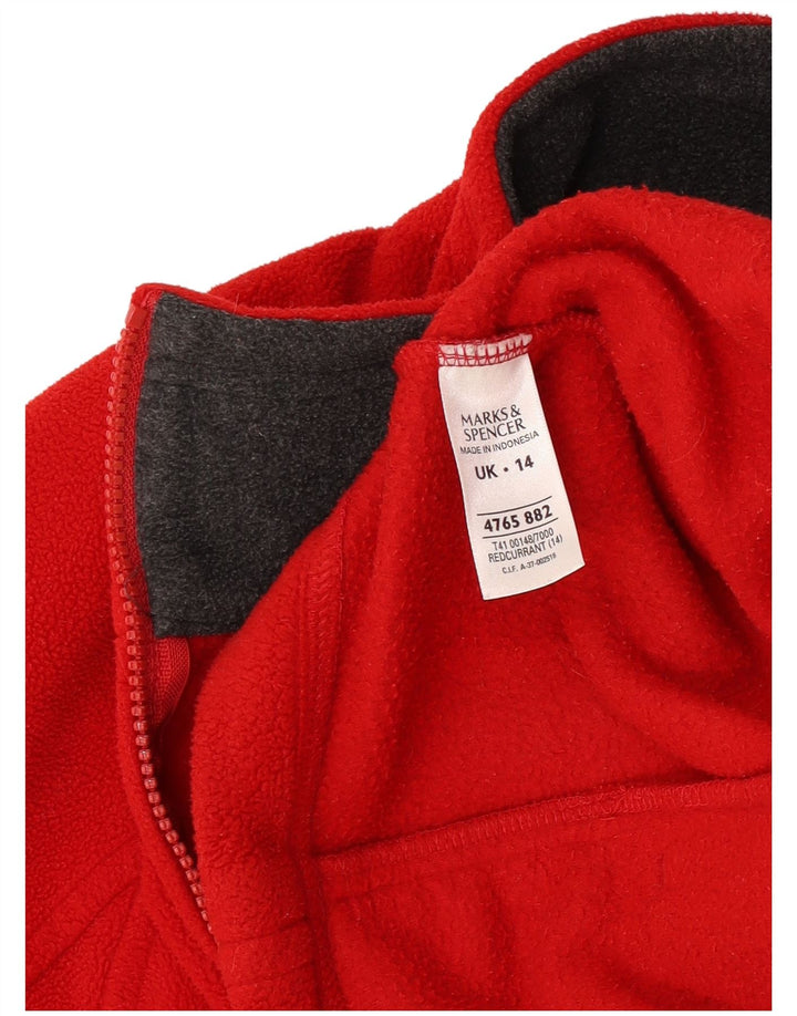 Marks & Spencer Womens Fleece Jacket UK 14 Large Red Polyester