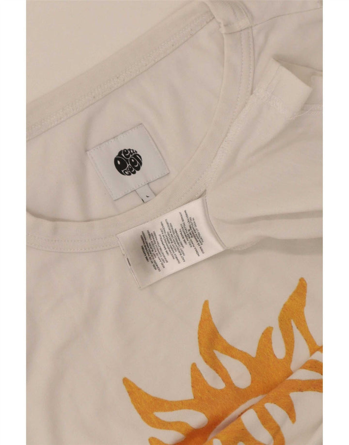 Pretty Green Mens Graphic T-Shirt Top Large White Cotton