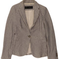 Zara Womens 1 Button Blazer Jacket UK 12 Medium Blue Pinstripe Cotton