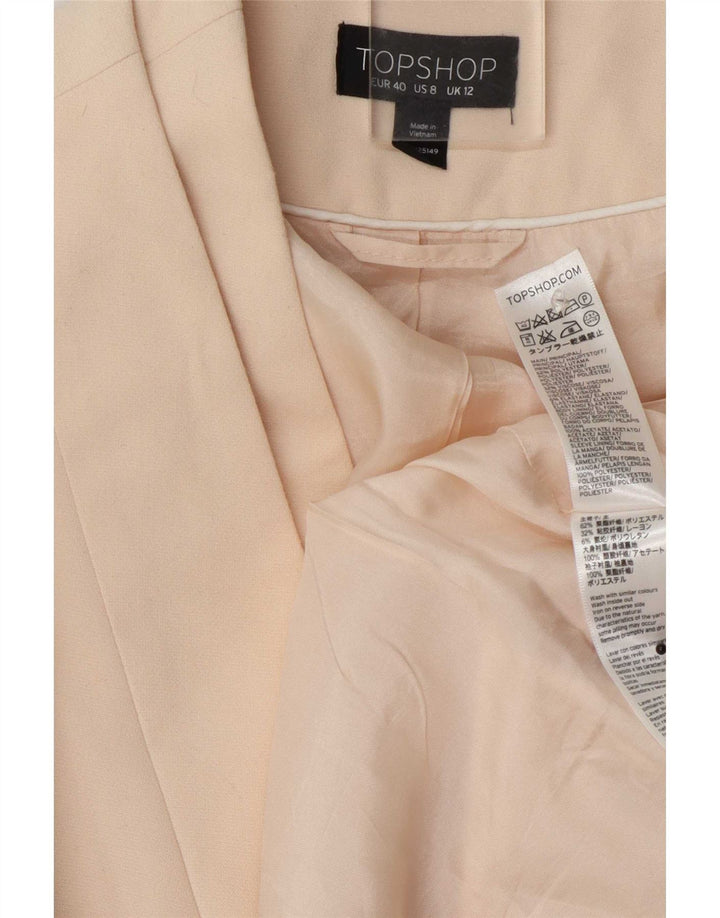 Topshop Womens Crop Open Blazer Jacket UK 12 Medium Off White Polyester