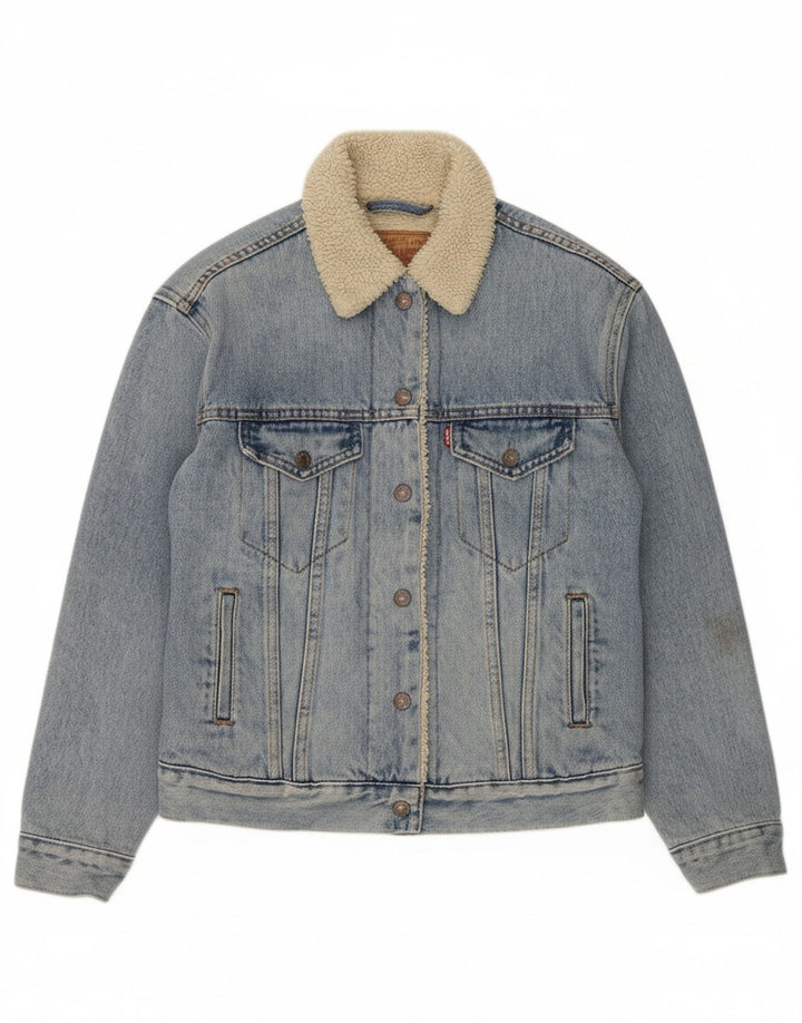 LEVI'S Womens Denim Sherpa Jacket UK 6 XS Blue