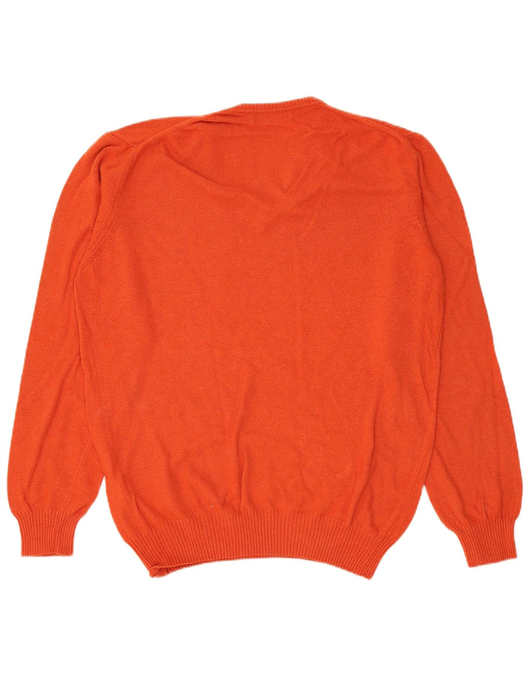 Zara Mens V-Neck Jumper Sweater XL Orange Viscose