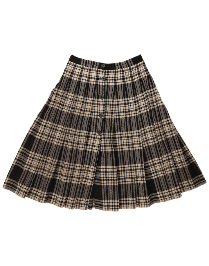 Vintage Womens Pleated Skirt W26 Small  Black Plaid