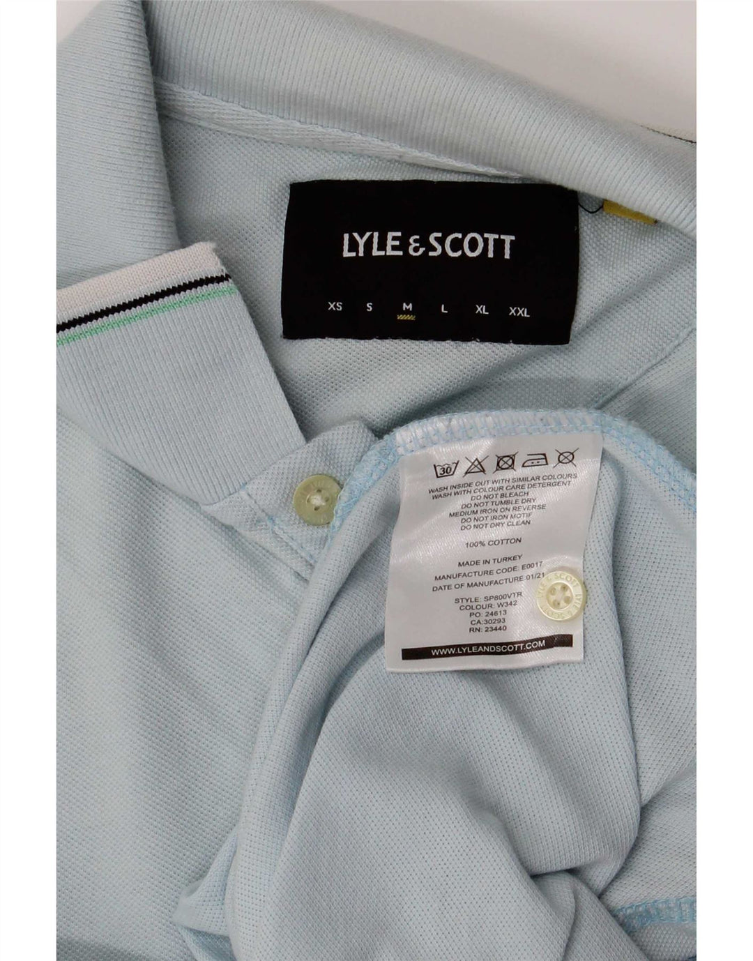 Lyle & Scott Mens Polo Shirt Medium Blue Striped Cotton