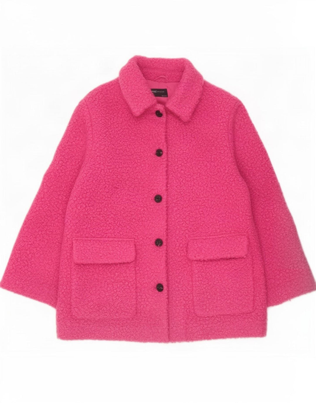 Marks & Spencer Womens Fleece Overcoat UK 14 Large Pink Polyester