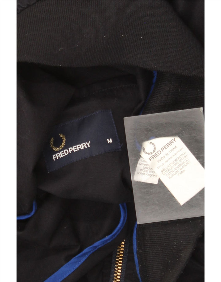 Fred Perry Mens Bomber Jacket UK 38 Medium Navy Blue Cotton