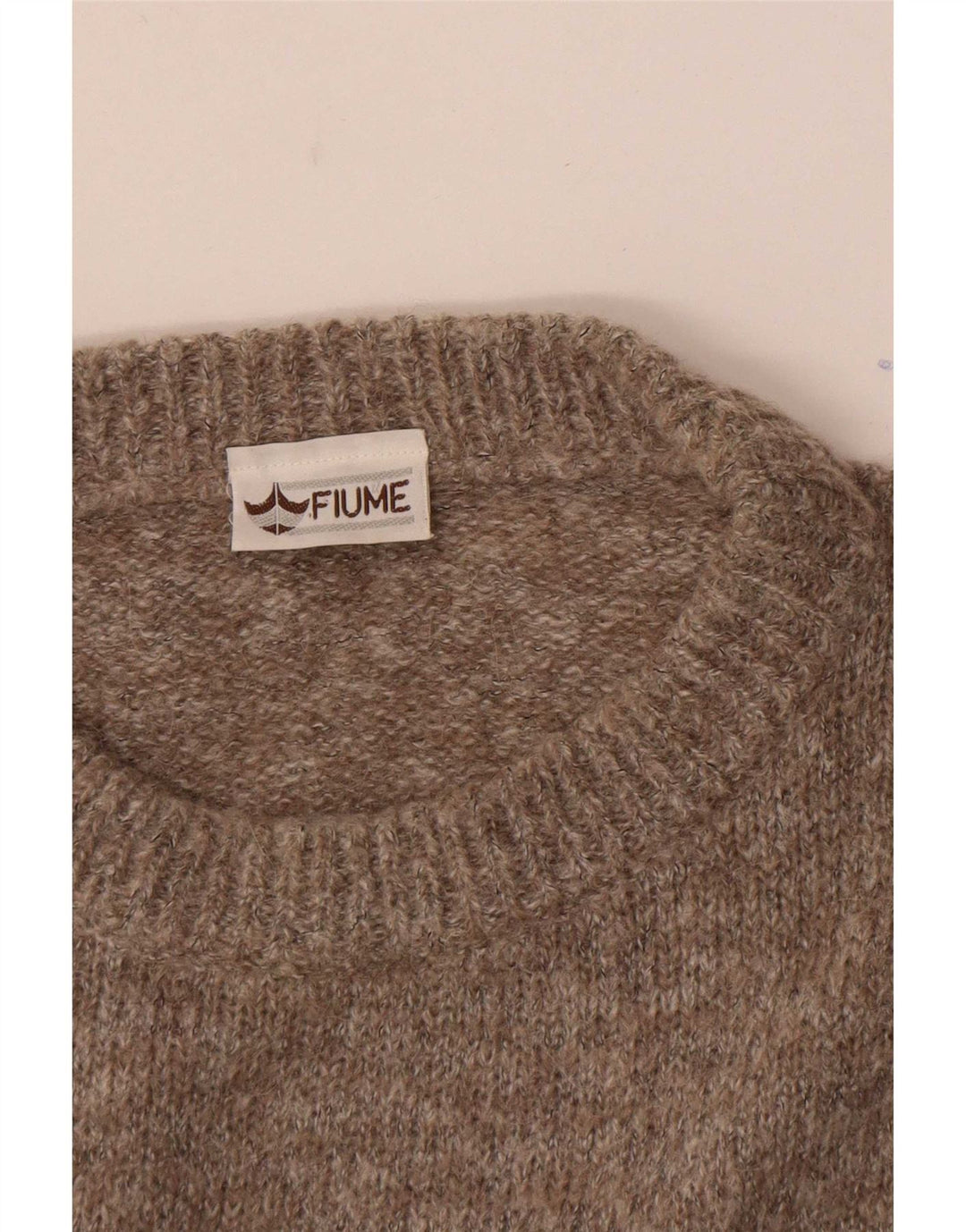 Fiume Mens Graphic Crew Neck Jumper Sweater IT 52 Large Brown Colourblock