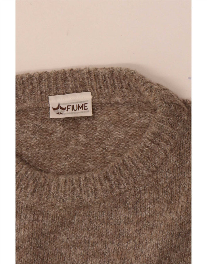 Fiume Mens Graphic Crew Neck Jumper Sweater IT 52 Large Brown Colourblock