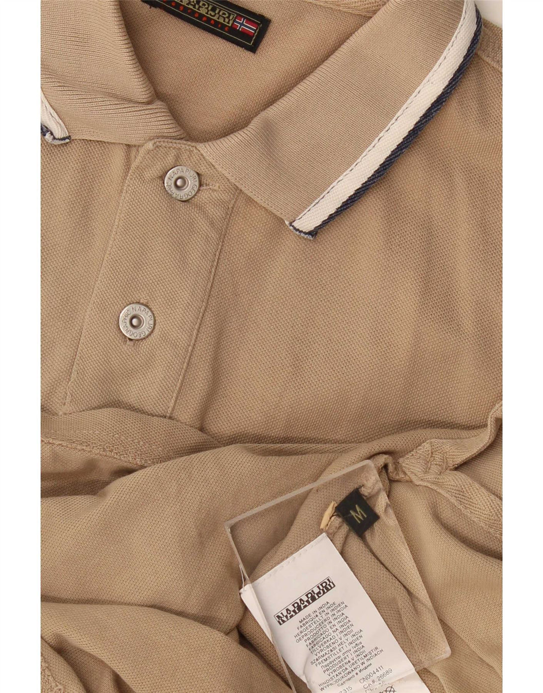 Napapijri Mens Polo Shirt Medium Beige Cotton