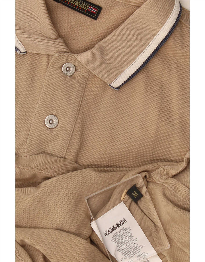 Napapijri Mens Polo Shirt Medium Beige Cotton