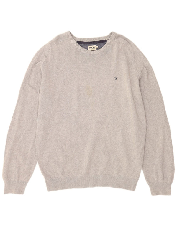 Farah Mens Boat Neck Jumper Sweater 2XL Grey Cotton