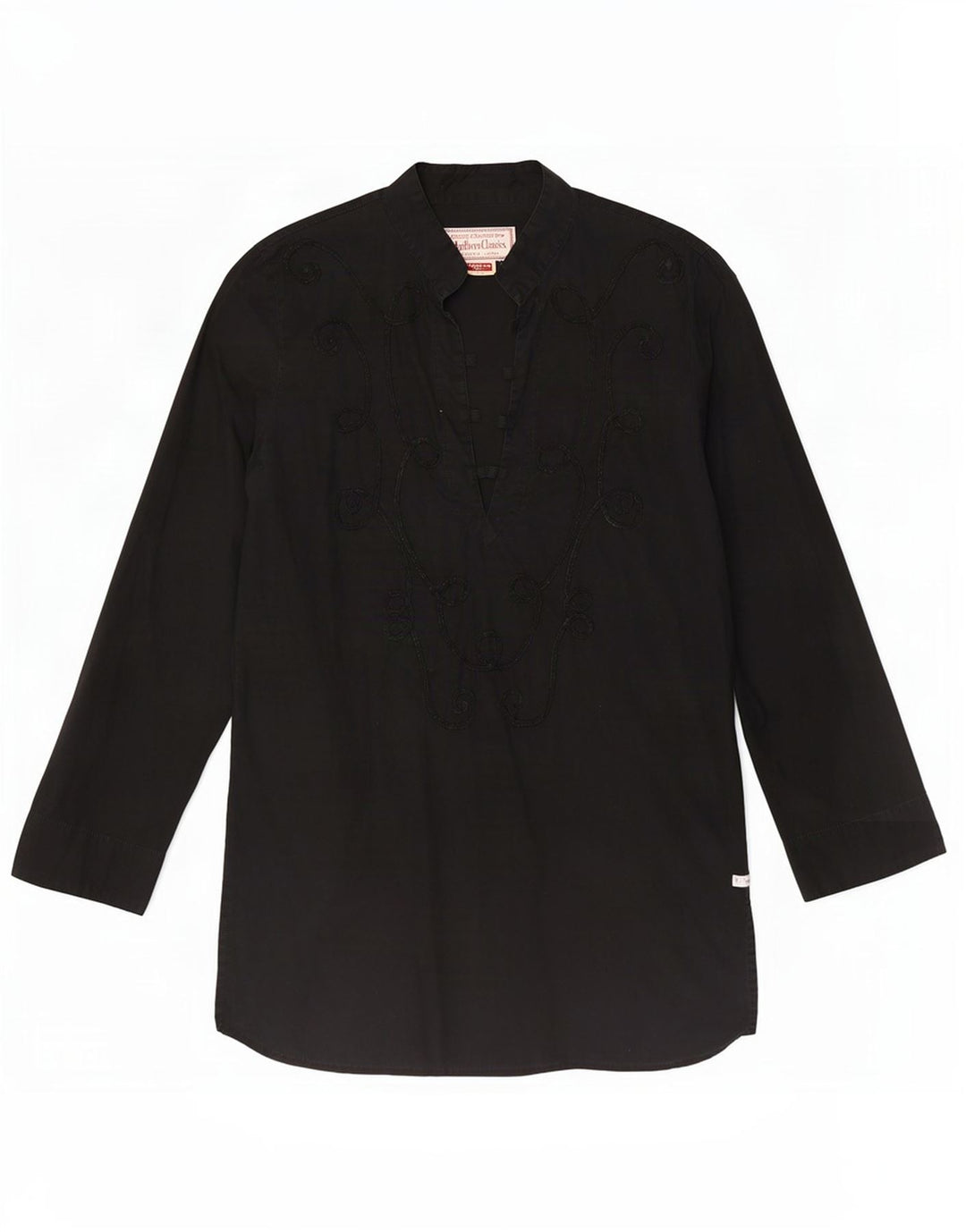 Marlboro Classics Womens Long Sleeve Tunic Top UK 14 Medium Black Paisley