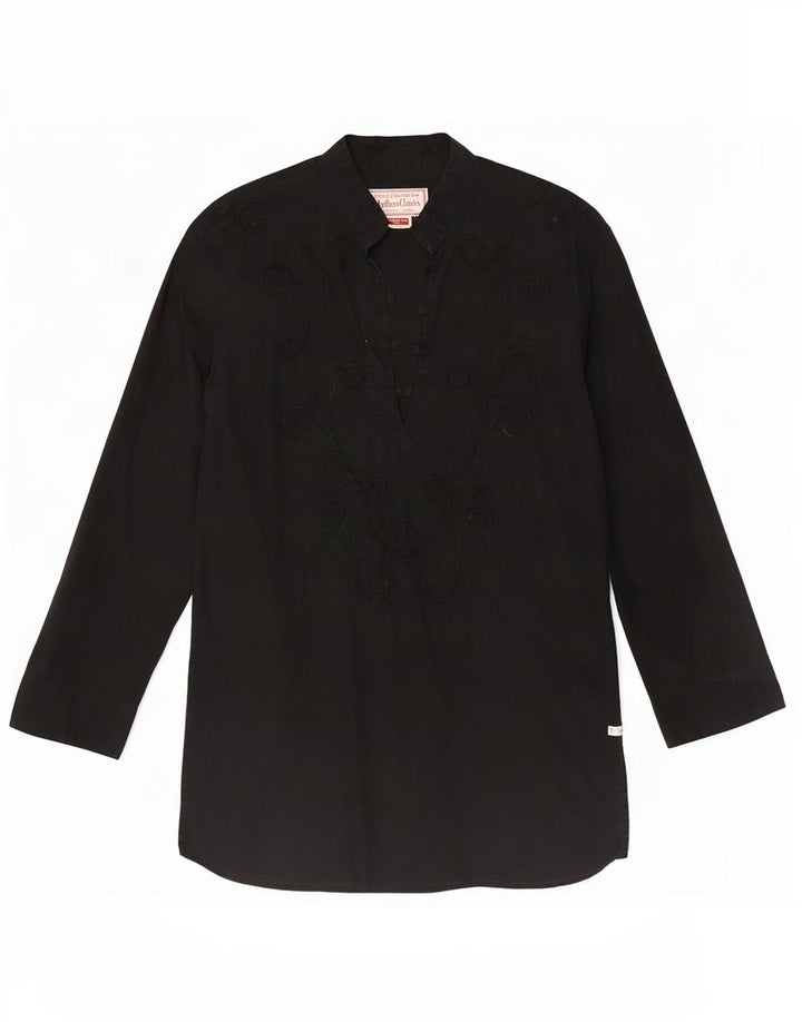 Marlboro Classics Womens Long Sleeve Tunic Top UK 14 Medium Black Paisley