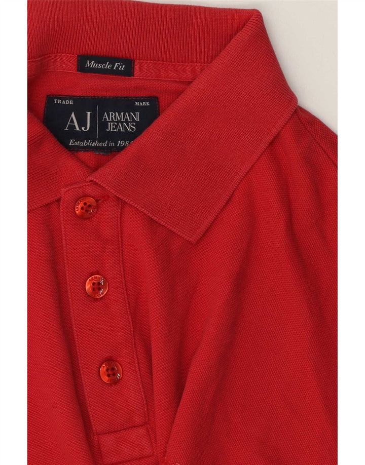 Armani Jeans Mens Muscle Polo Shirt Large Red