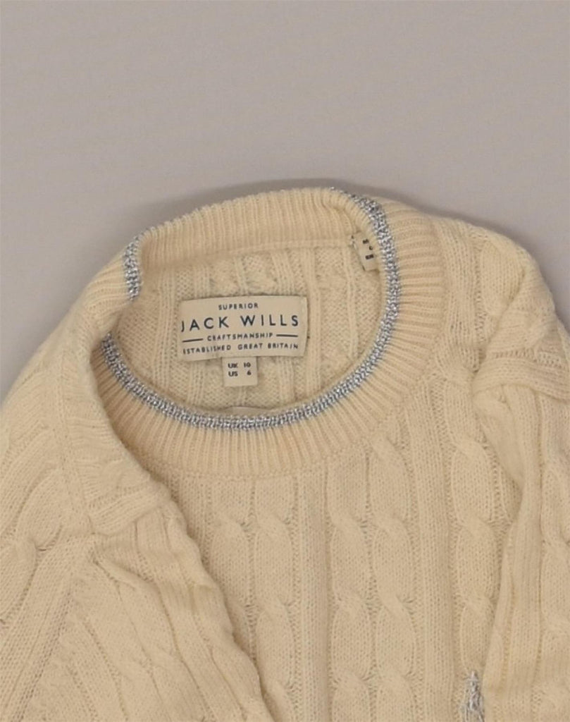 JACK WILLS Womens Crew Neck Jumper Sweater UK 10 Small Beige | Vintage Jack Wills | Thrift | Second-Hand Jack Wills | Used Clothing | Messina Hembry 