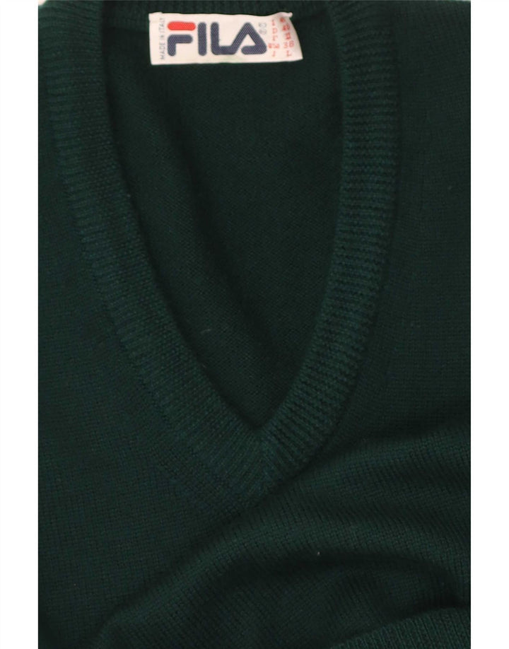 Fila Mens Regular Fit V-Neck Jumper Sweater IT 48 Medium Green