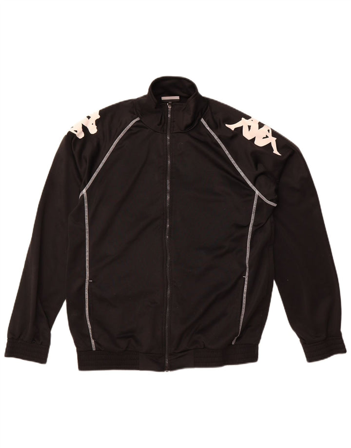 Kappa Mens Graphic Tracksuit Top Jacket Medium Black Polyester